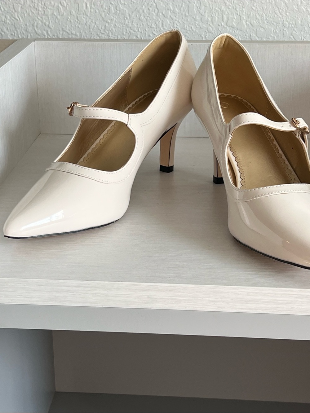 Cream Patent Mary Jane Heels
